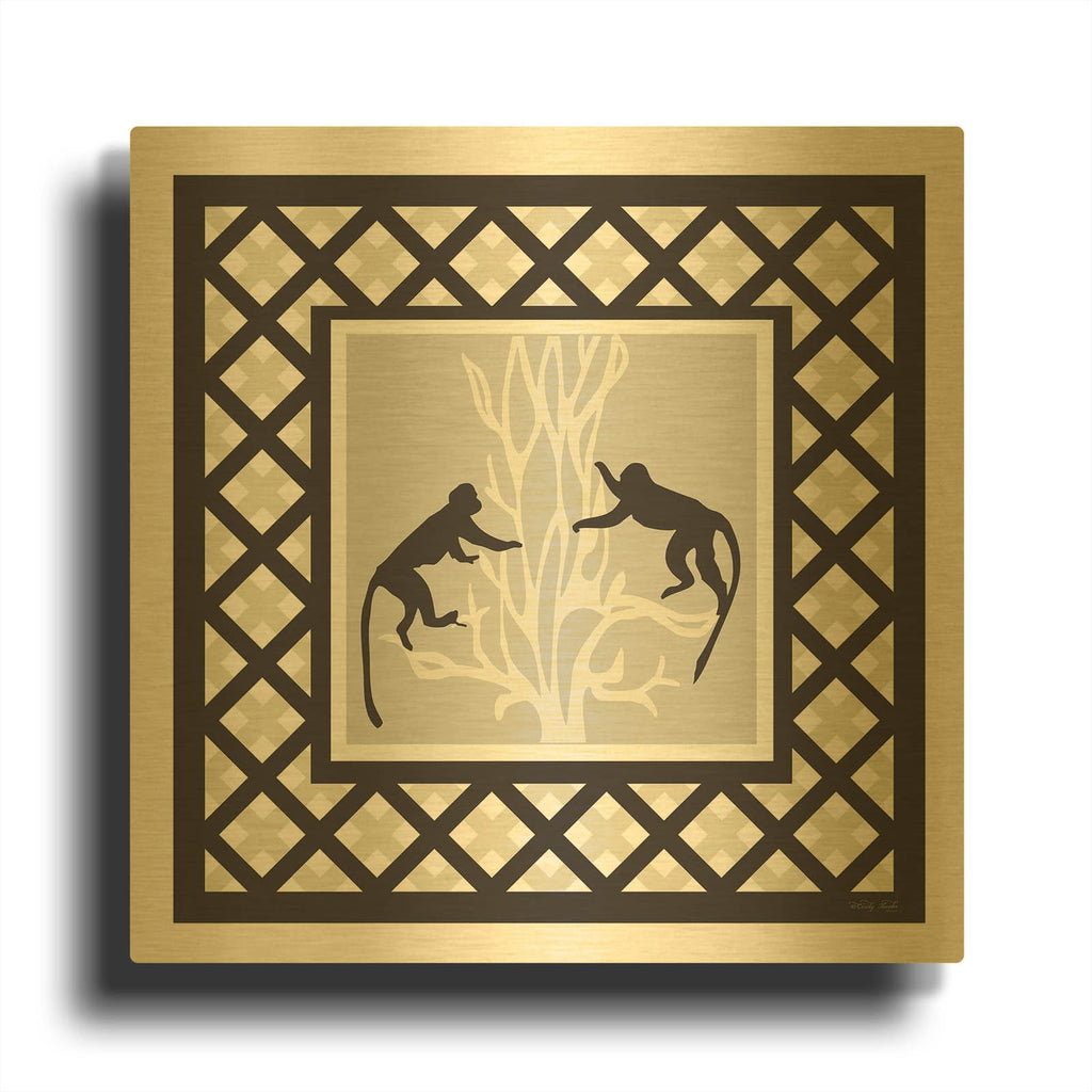 'Monkey Mischief' By Cindy Jacobs Gold Metal Wall Art