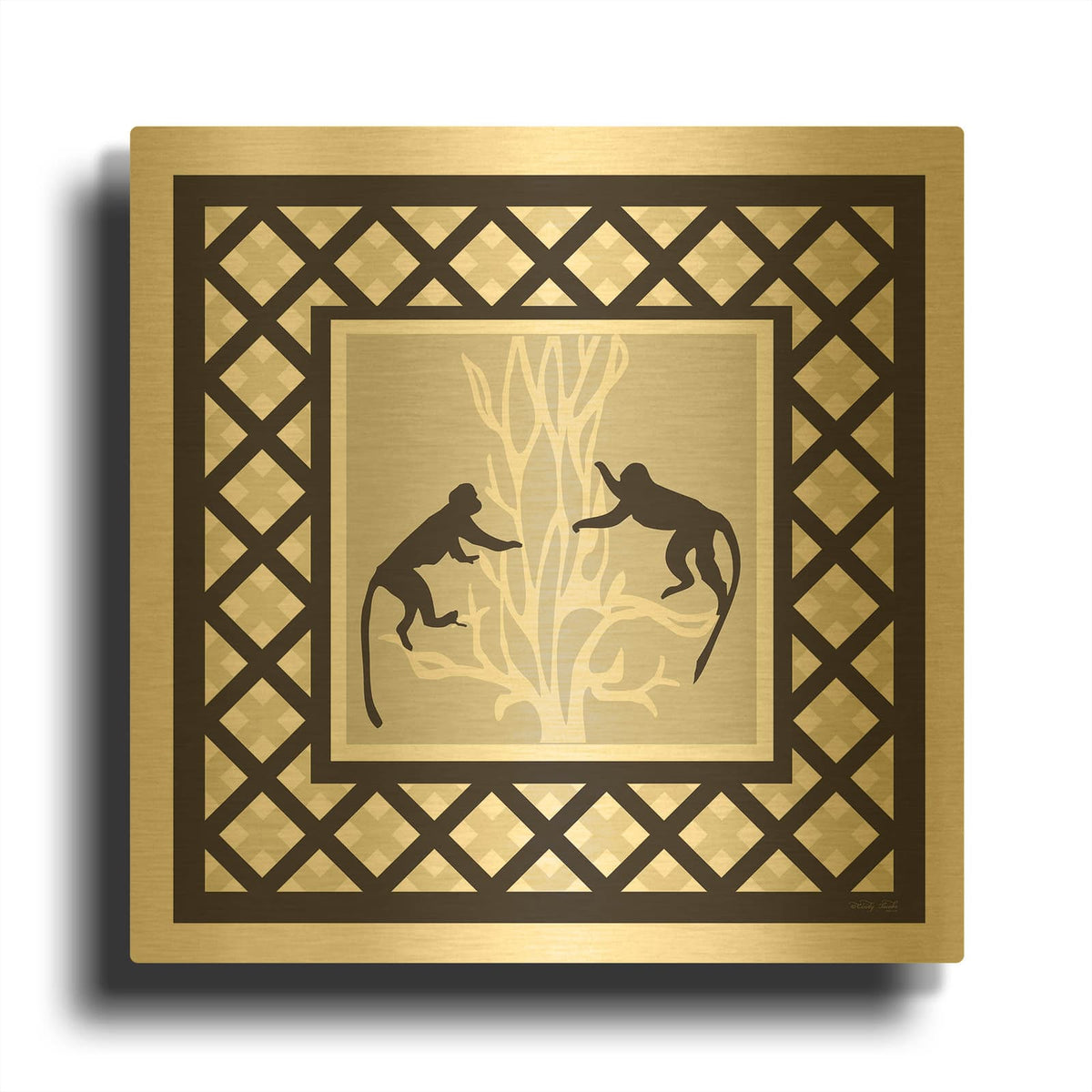 'Monkey Mischief' By Cindy Jacobs Gold Metal Wall Art