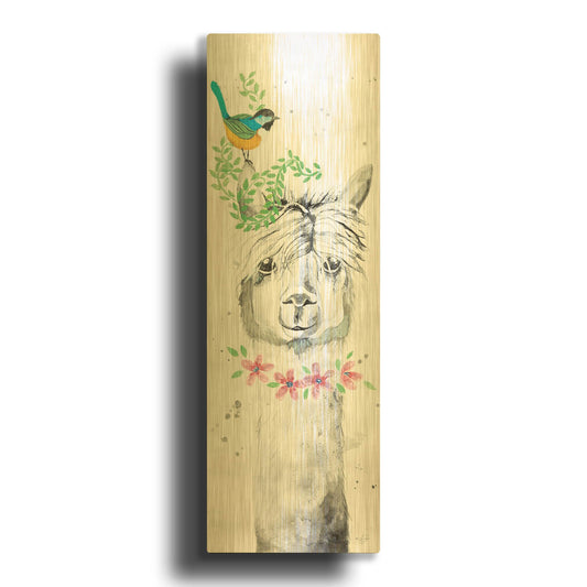 'Twinkle the Alpaca' By Diane Fifer Gold Metal Wall Art