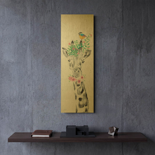 'Sparkle the Giraffe' By Diane Fifer Gold Metal Wall Art