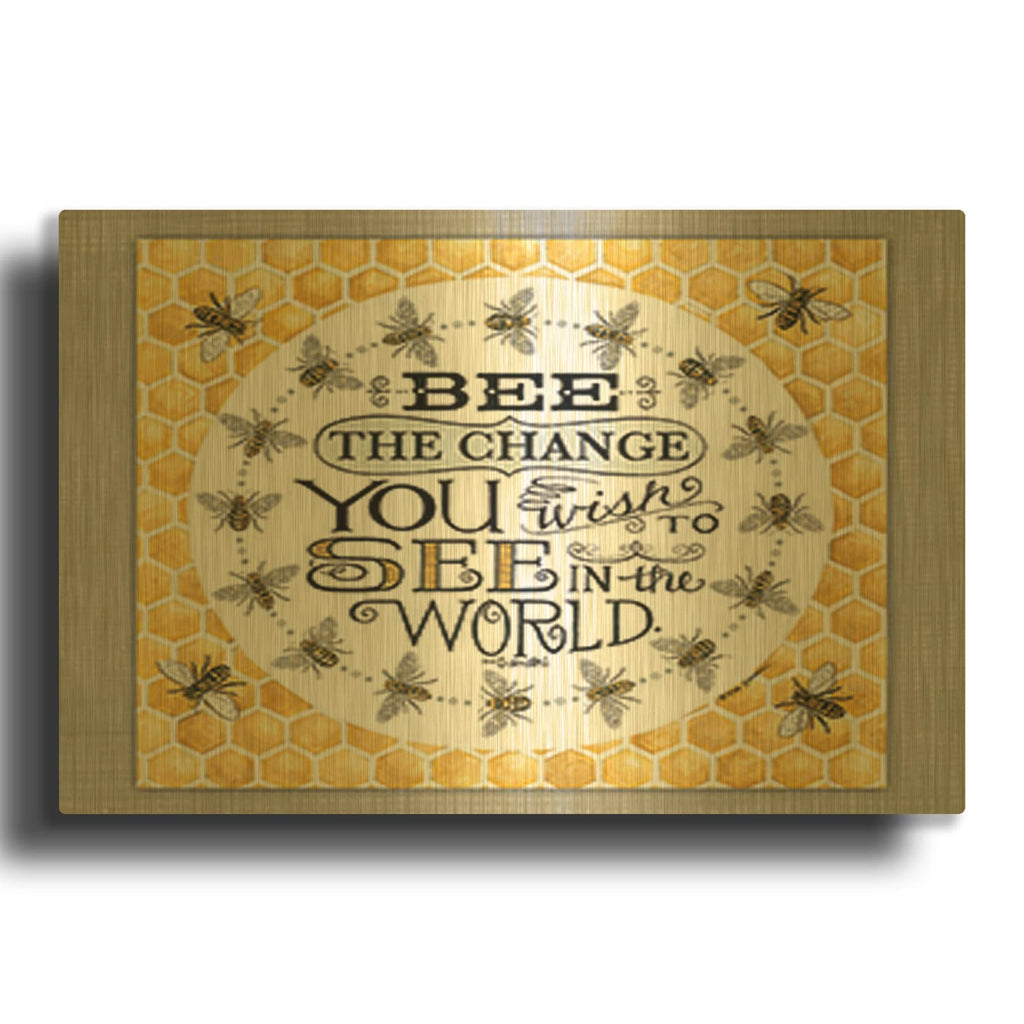 'Be the Change' By Deb Strain Gold Metal Wall Art