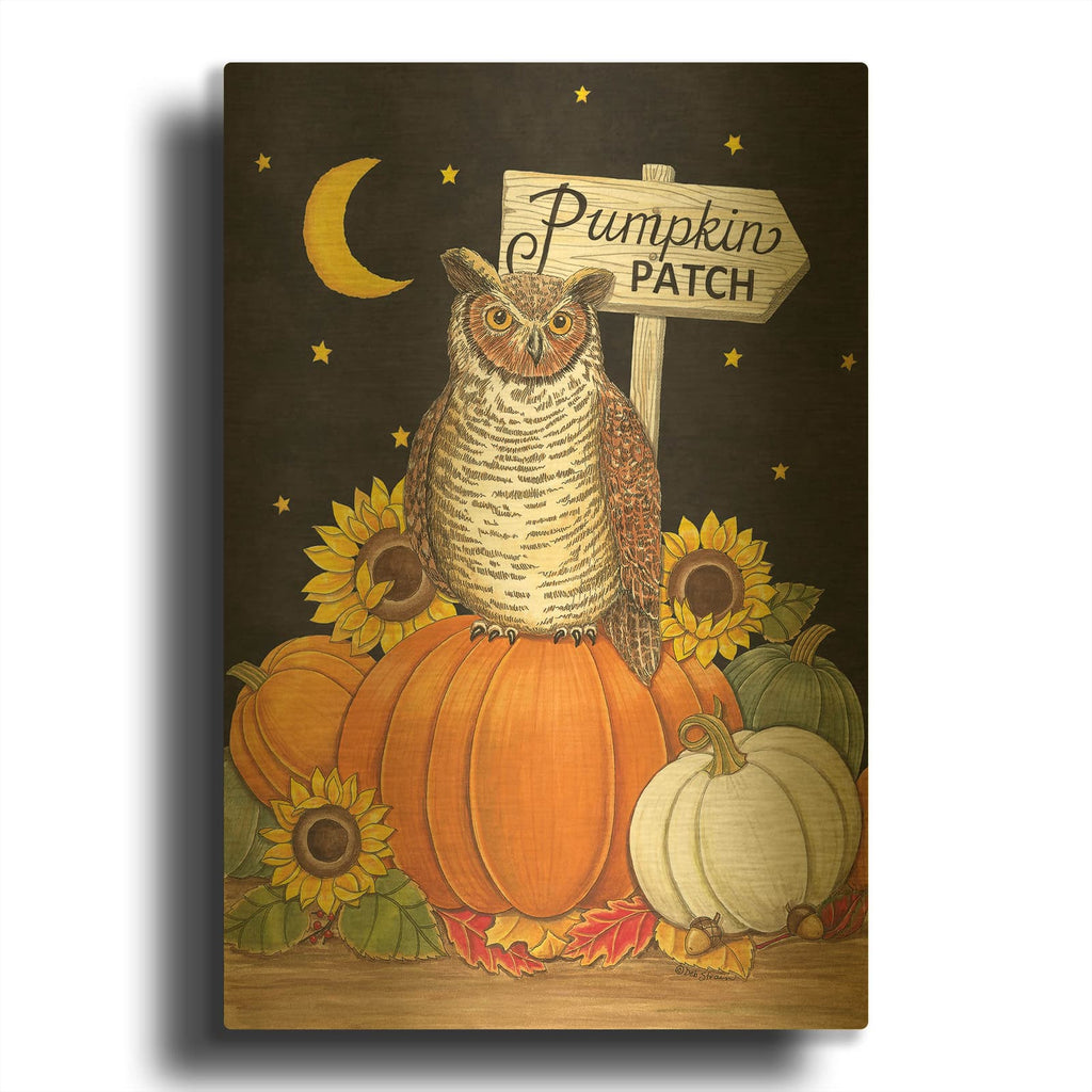 'Pumpkin Patch Owl' By Deb Strain Gold Metal Wall Art