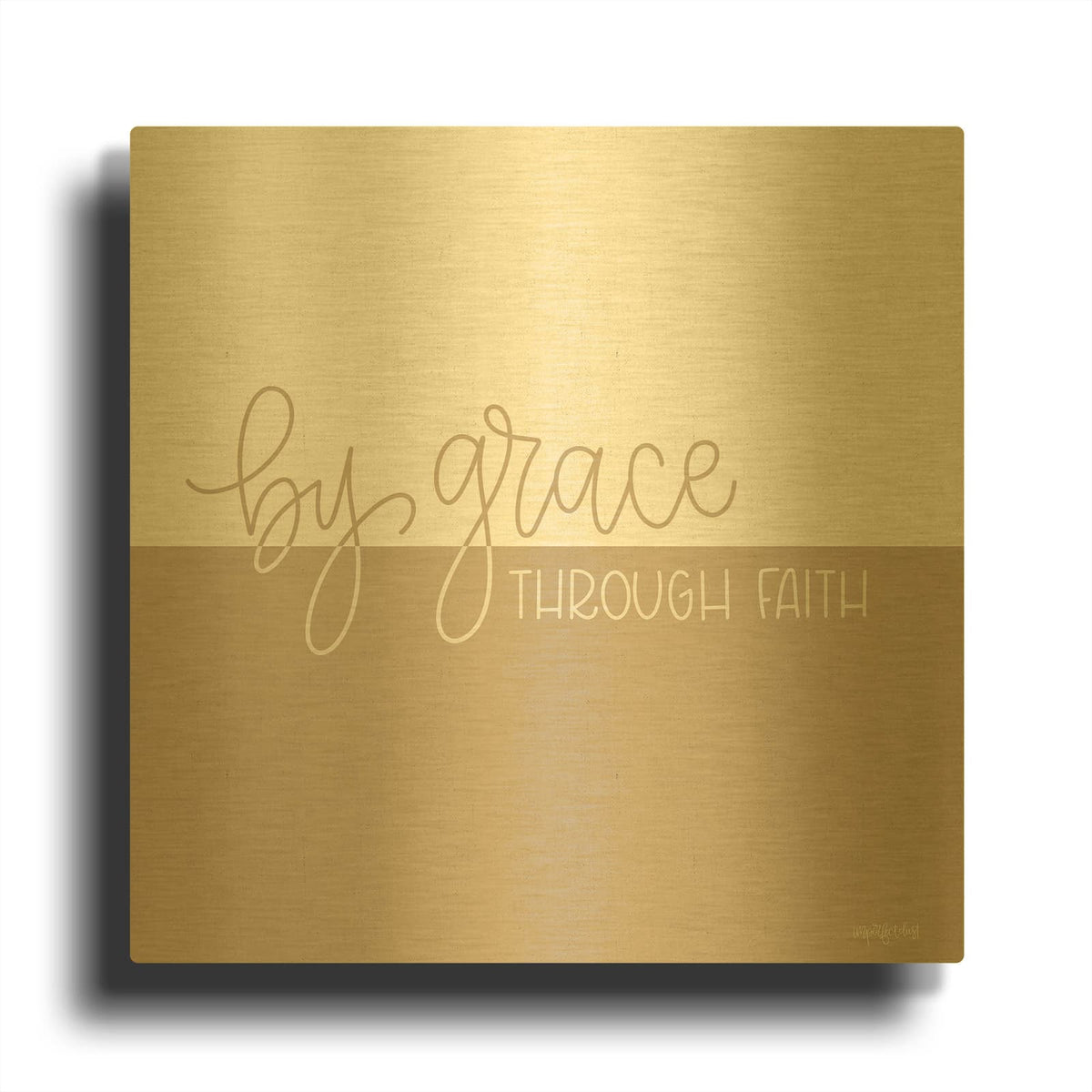 'By Grace - Through Faith' By Imperfect Dust Gold Metal Wall Art