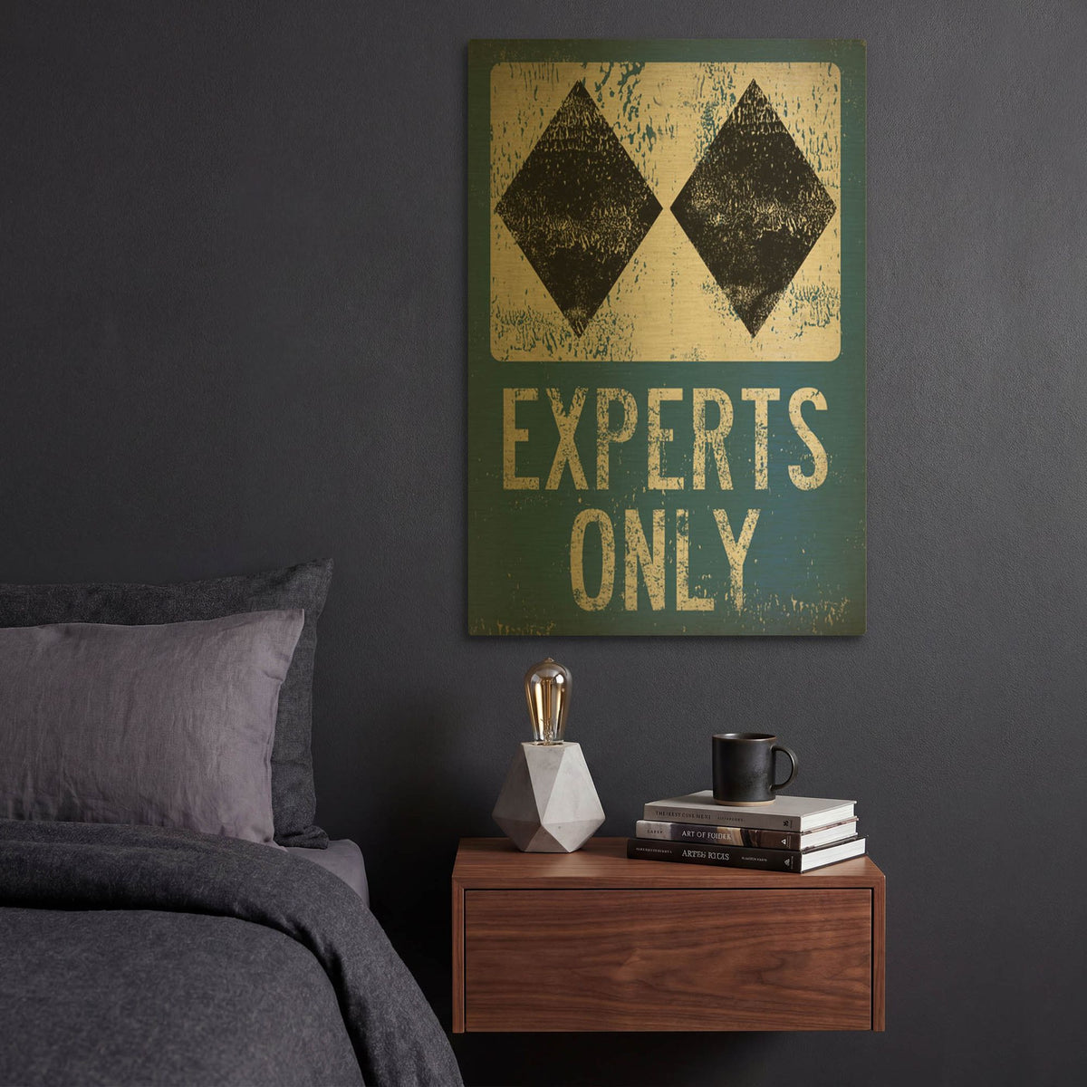 'Experts Only Blue' By Ryan Fowler Gold Metal Wall Art