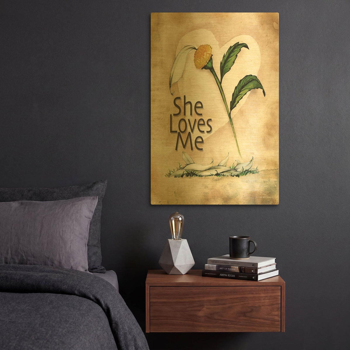 'She Loves Me' By Ed Wargo Gold Metal Wall Art