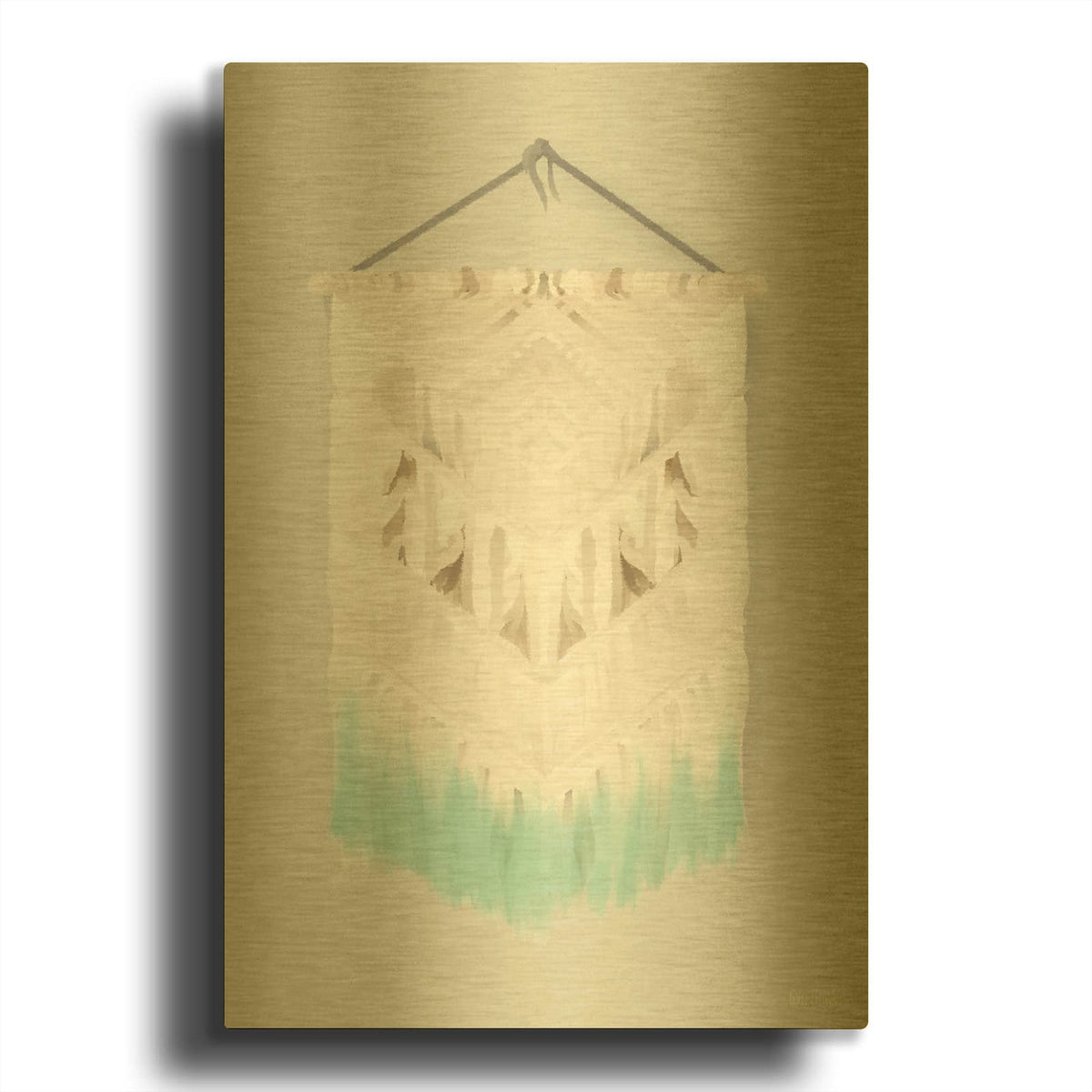 'Aqua Bohemian Macrame' By House Fenway Gold Metal Wall Art