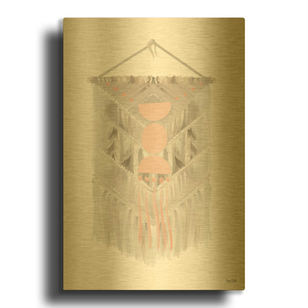 'Pink Bohemian Macrame' By House Fenway Gold Metal Wall Art