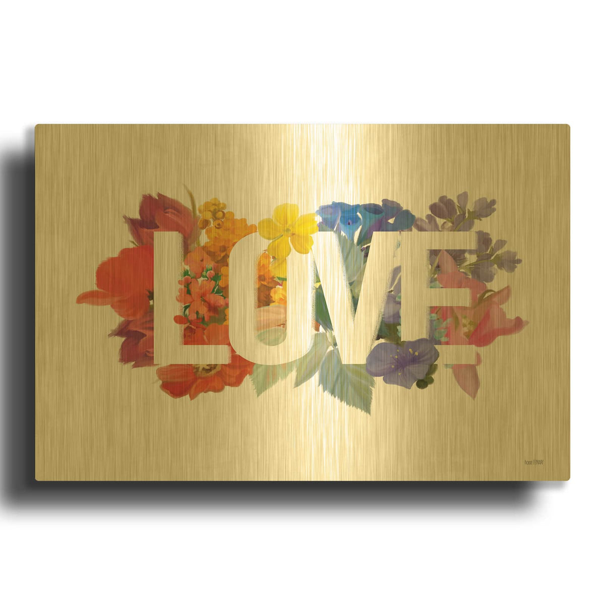 'Rainbow Love' By House Fenway Gold Metal Wall Art