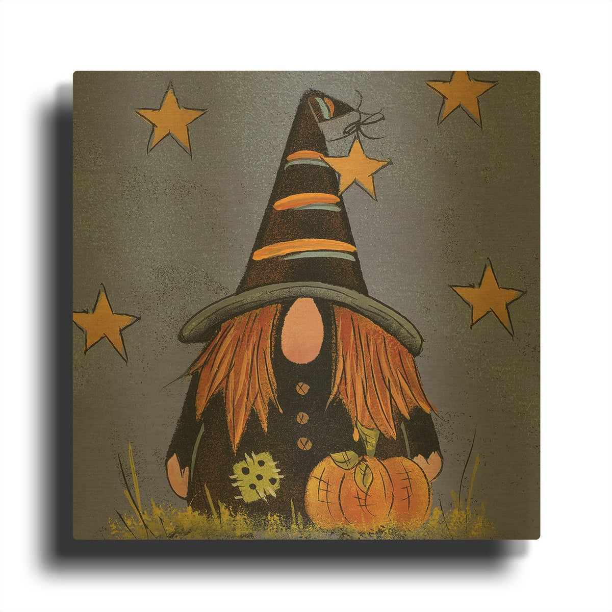 'Halloween Gnome' By Lisa Hilliker Gold Metal Wall Art