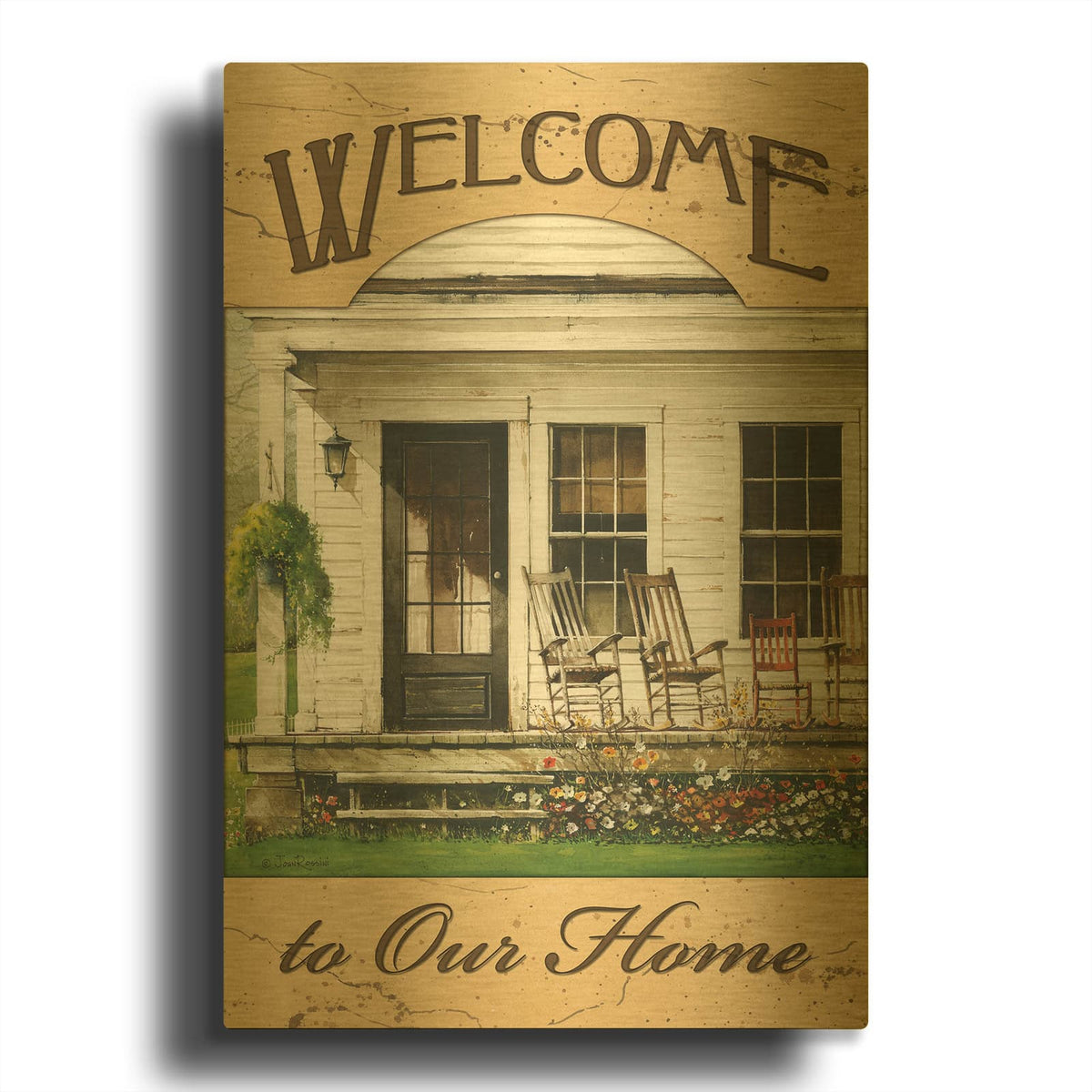 'Welcome to Our Home' By John Rossini Gold Metal Wall Art