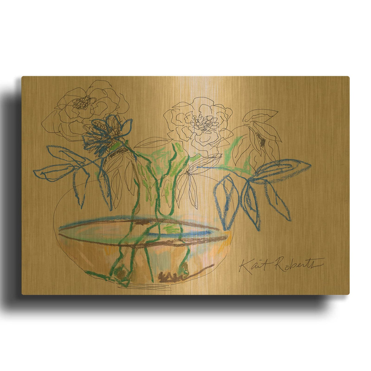 'Bouquet for Debbie' By Kait Roberts Gold Metal Wall Art