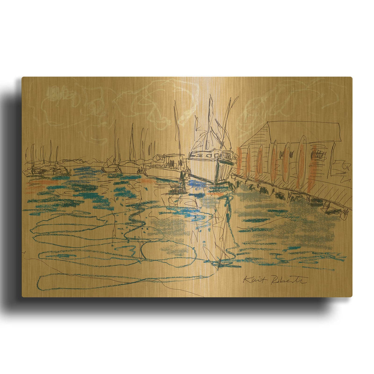 'Harraseeket Lunch and Lobster Co.' By Kait Roberts Gold Metal Wall Art