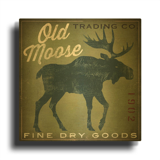'Old Moose Trading Co. - green' By Ryan Fowler Gold Metal Wall Art