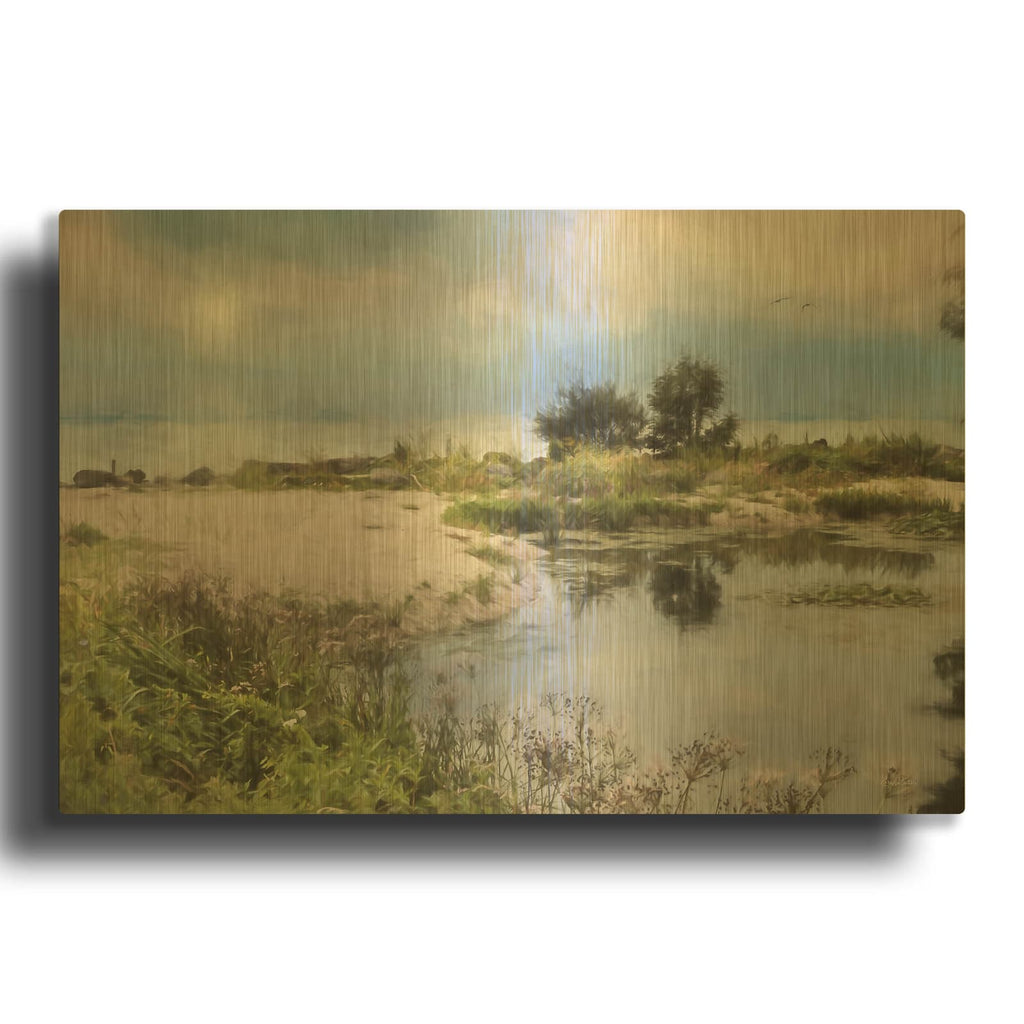 'Lake Coast' By Lori Deiter Gold Metal Wall Art