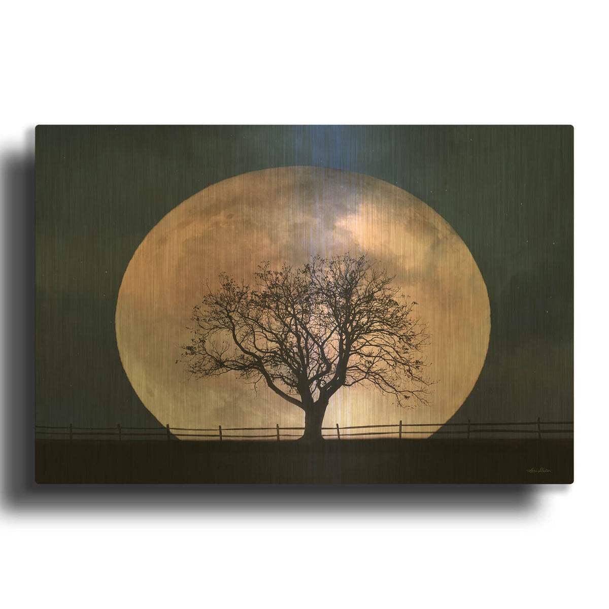 'Glowing Moonrise' By Lori Deiter Gold Metal Wall Art