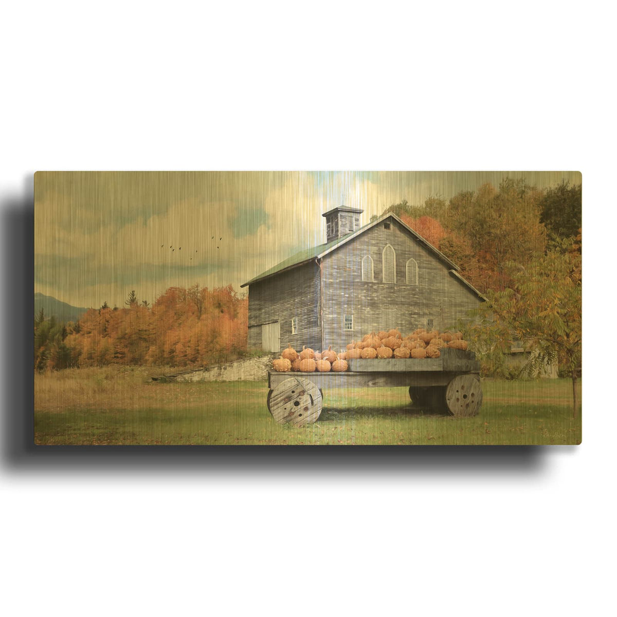 'Fall Roadside Market' By Lori Deiter Gold Metal Wall Art