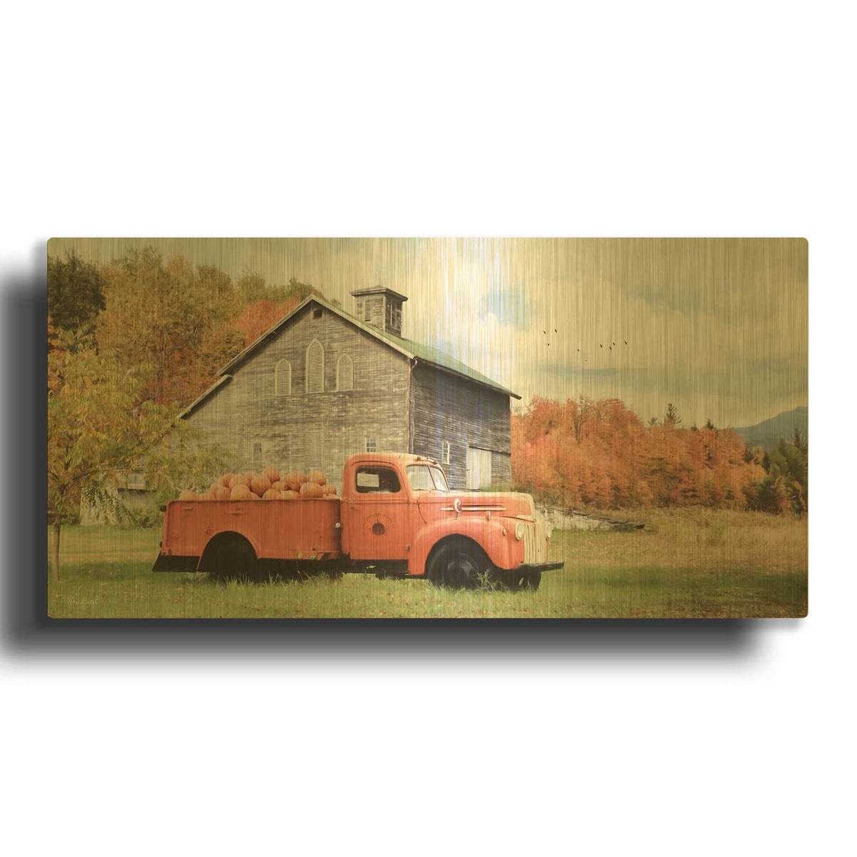 'Pumpkin Patch' By Lori Deiter Gold Metal Wall Art