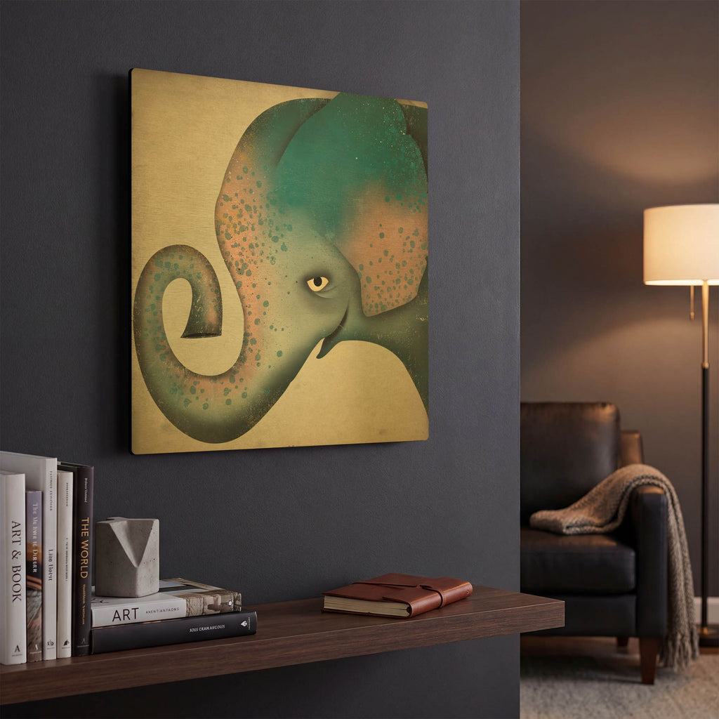 'Elephant Wow II' By Ryan Fowler Gold Metal Wall Art