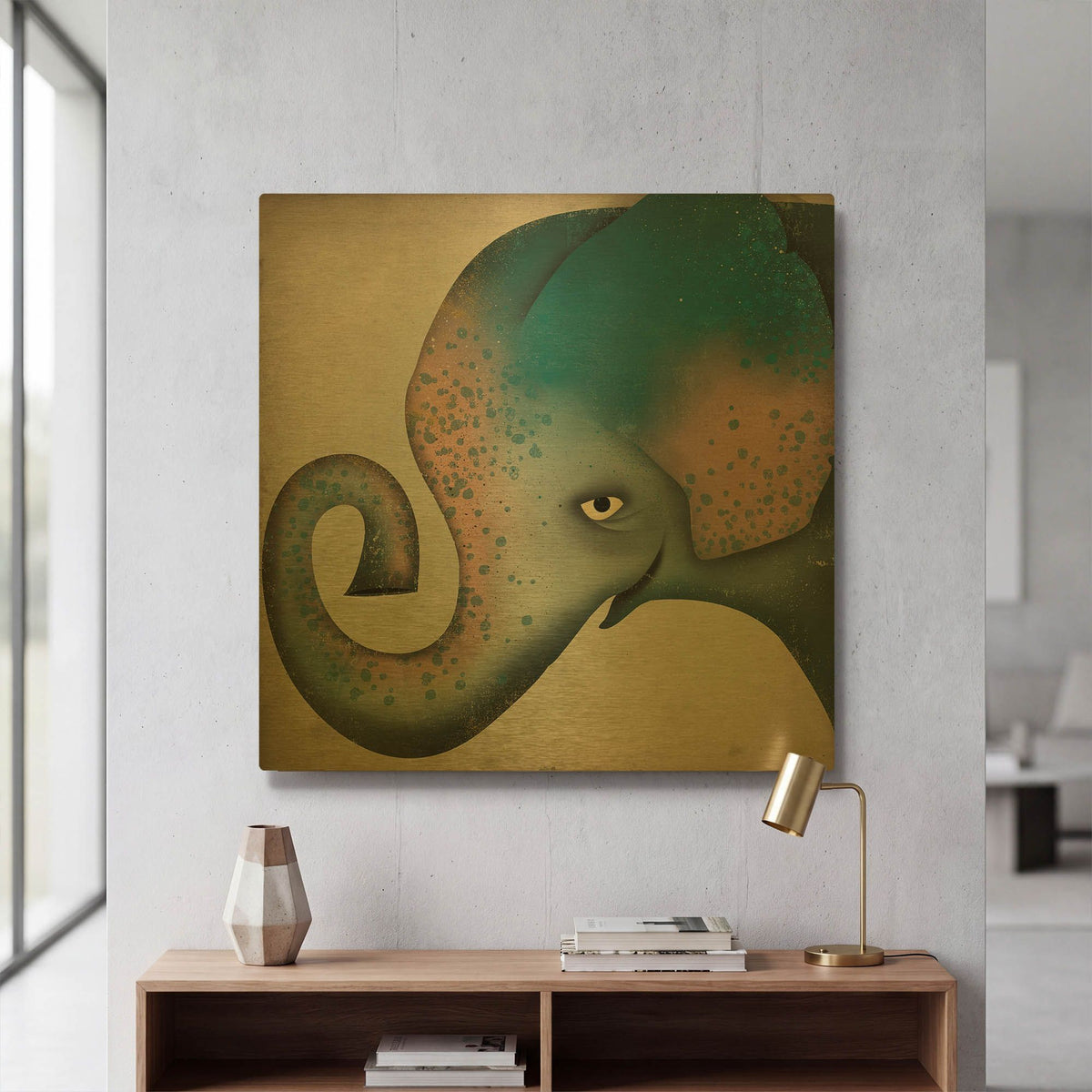 'Elephant Wow II' By Ryan Fowler Gold Metal Wall Art