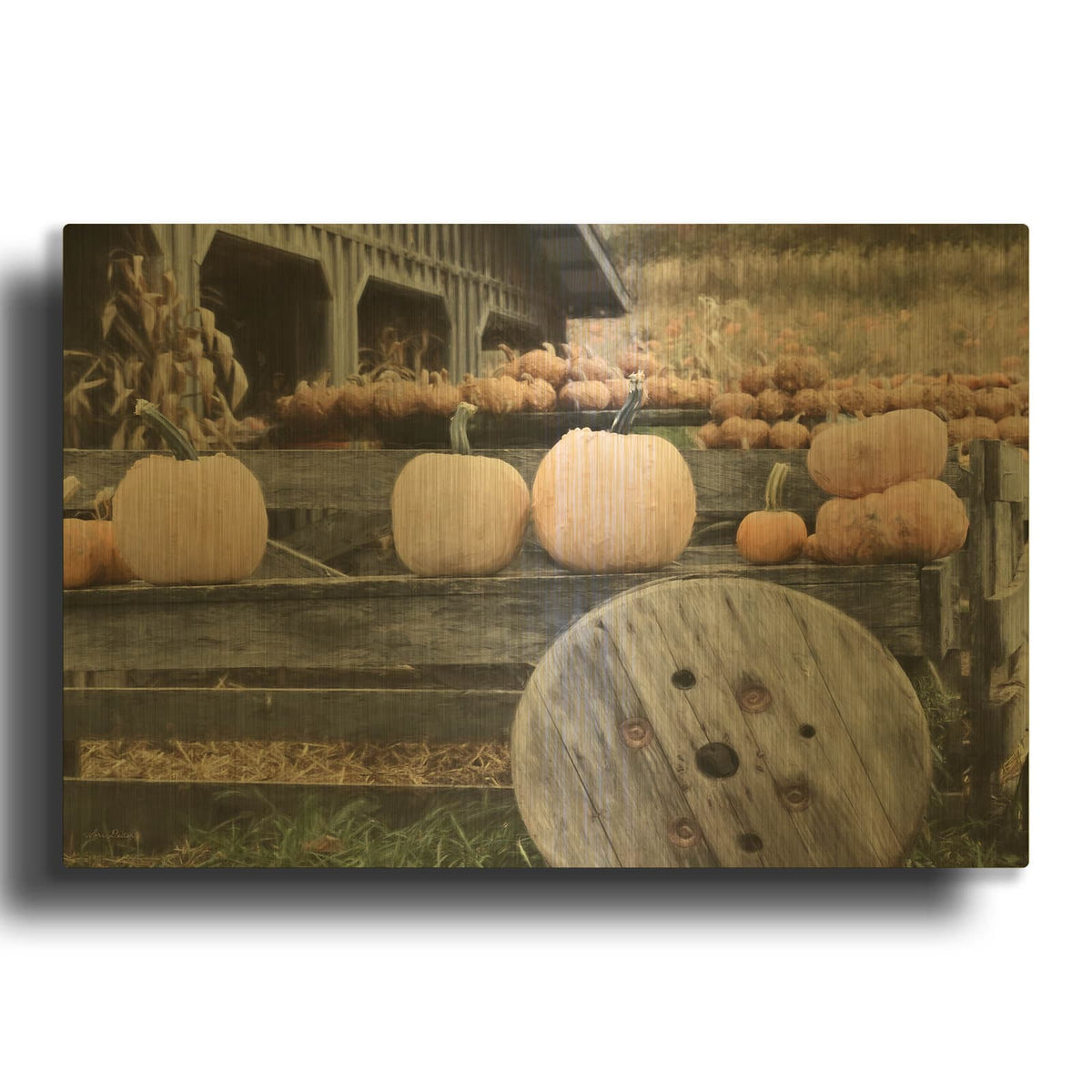 'Pumpkin Market' By Lori Deiter Gold Metal Wall Art