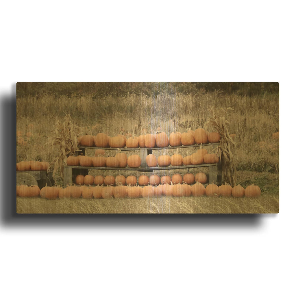 'Pumpkin Picking' By Lori Deiter Gold Metal Wall Art