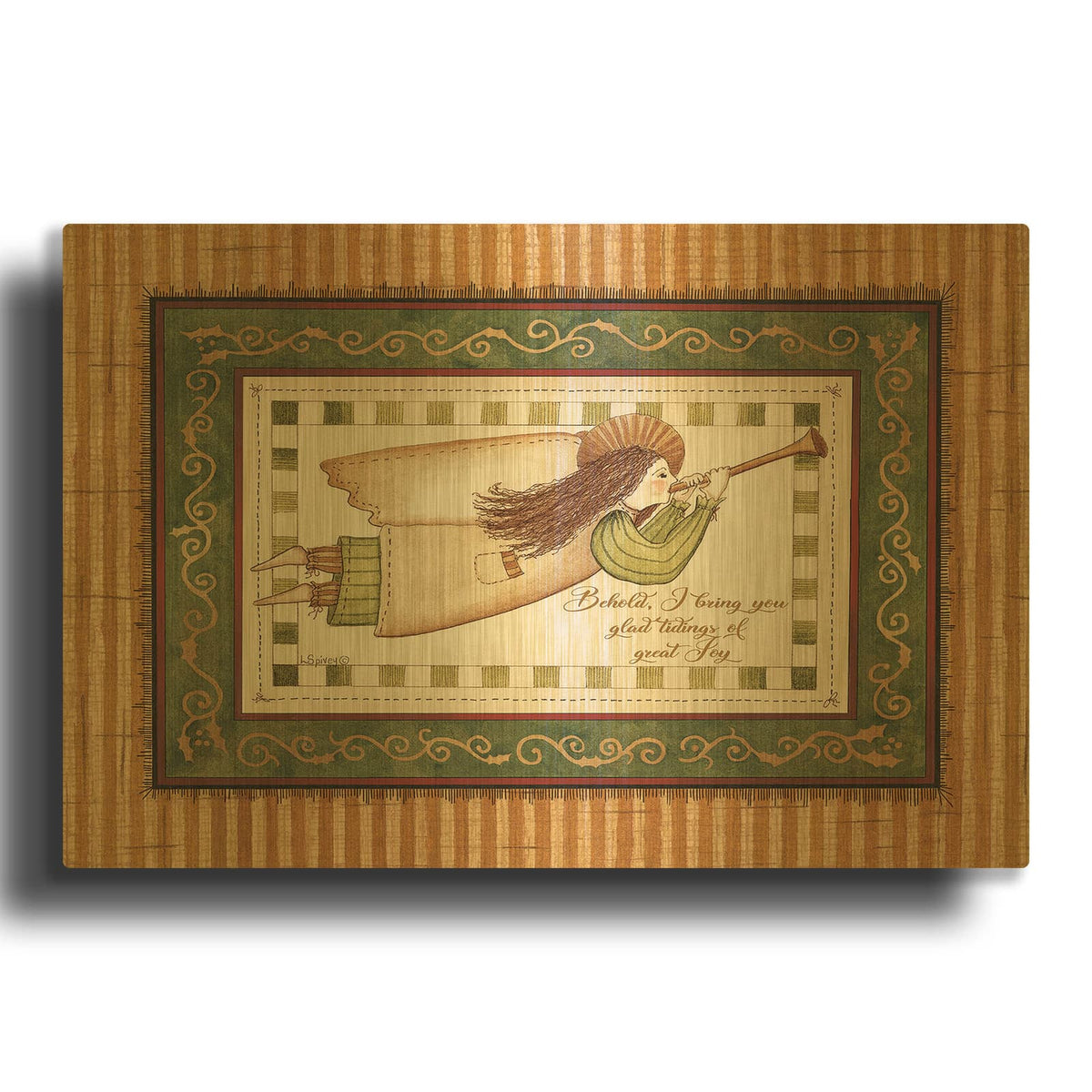 'Angel with Trumpet' By Linda Spivey Gold Metal Wall Art