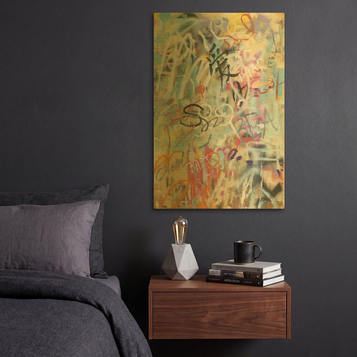'Graffiti Love' By Danhui Nai Gold Metal Wall Art