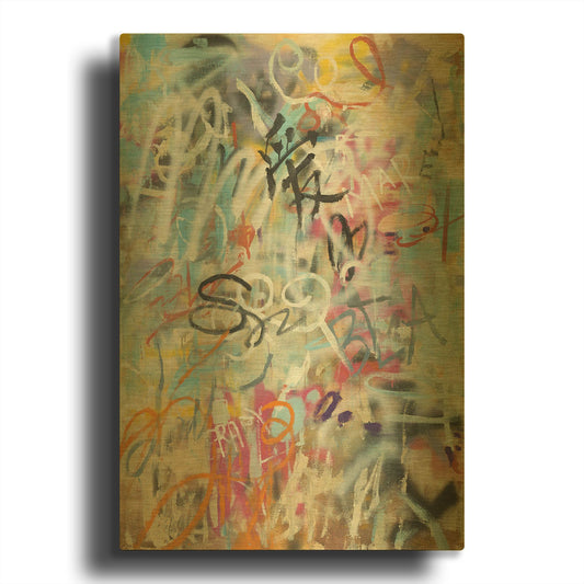 'Graffiti Love' By Danhui Nai Gold Metal Wall Art