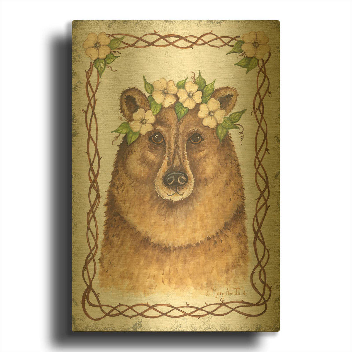 'Bear' By Mary Ann June Gold Metal Wall Art