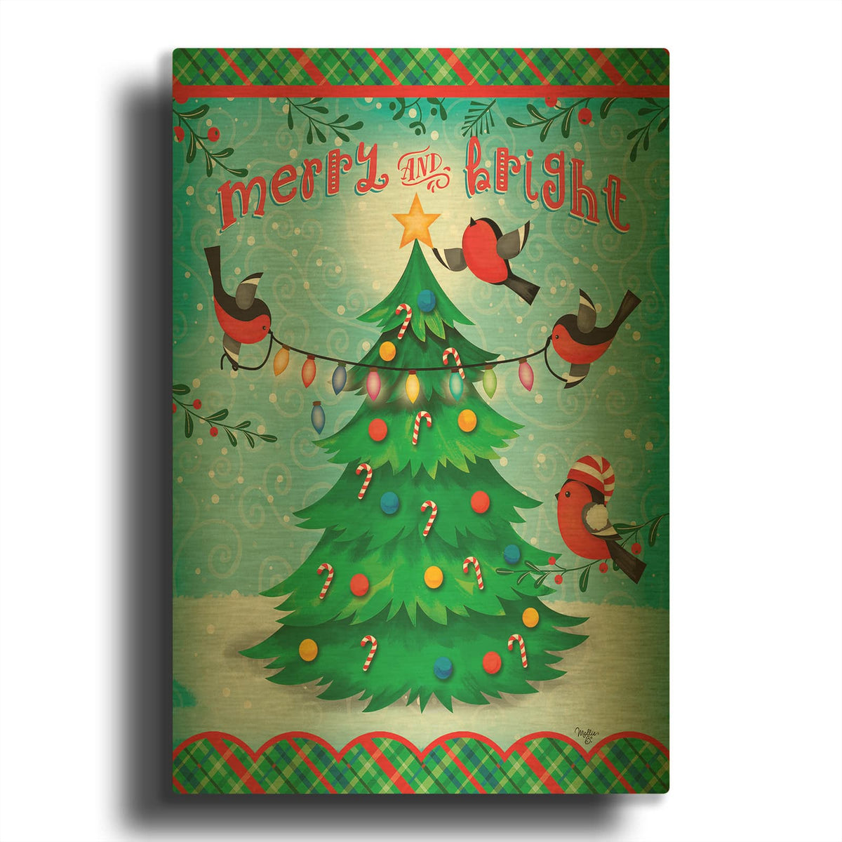 'Christmas Tree' By Mollie B Art Gold Metal Wall Art