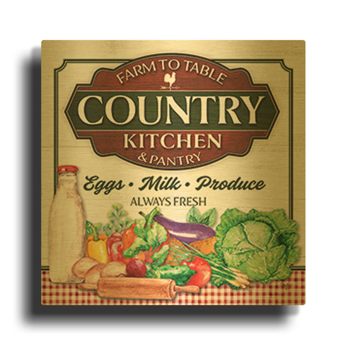 'Country Kitchen' By Mollie B Art Gold Metal Wall Art