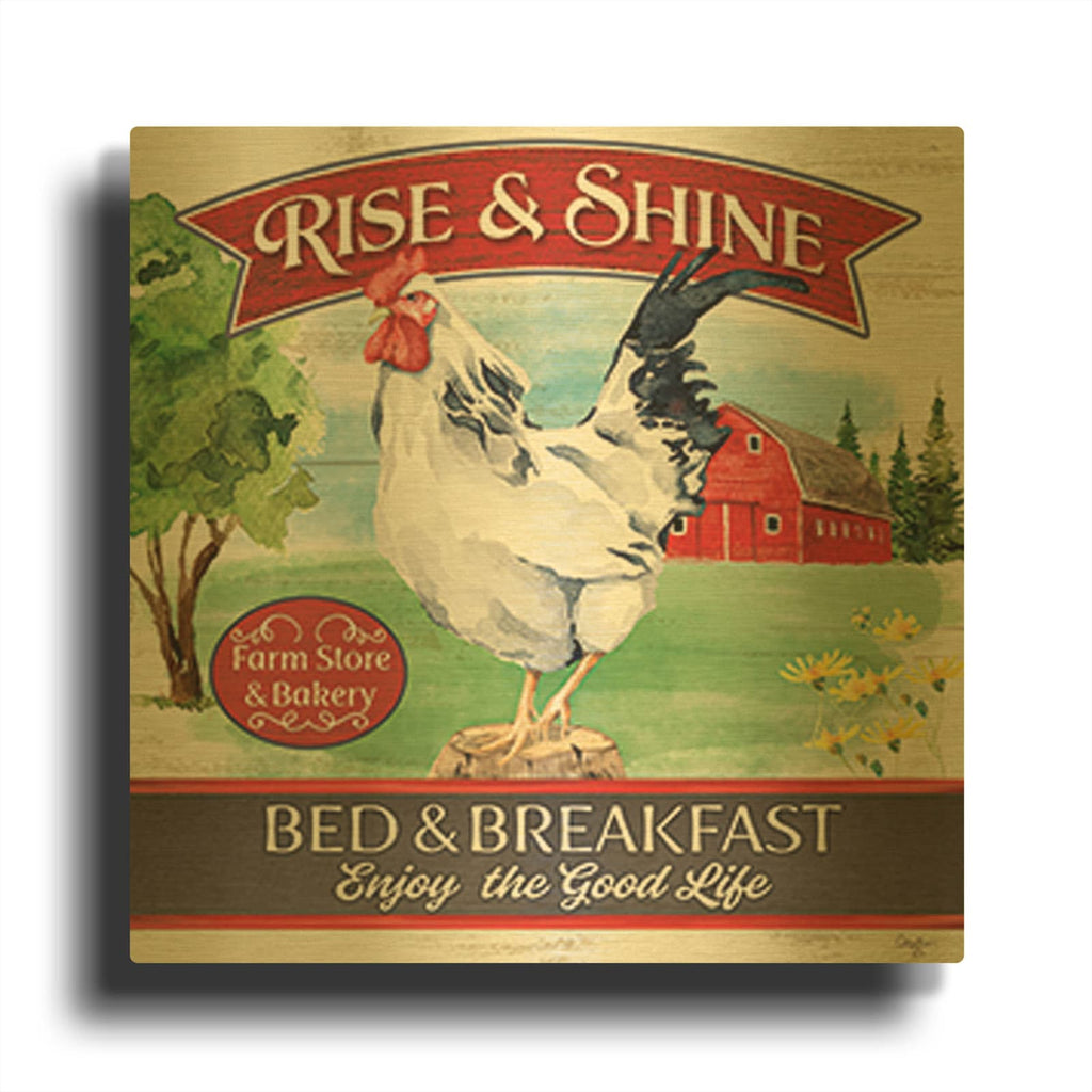 'Bed & Breakfast' By Mollie B Art Gold Metal Wall Art