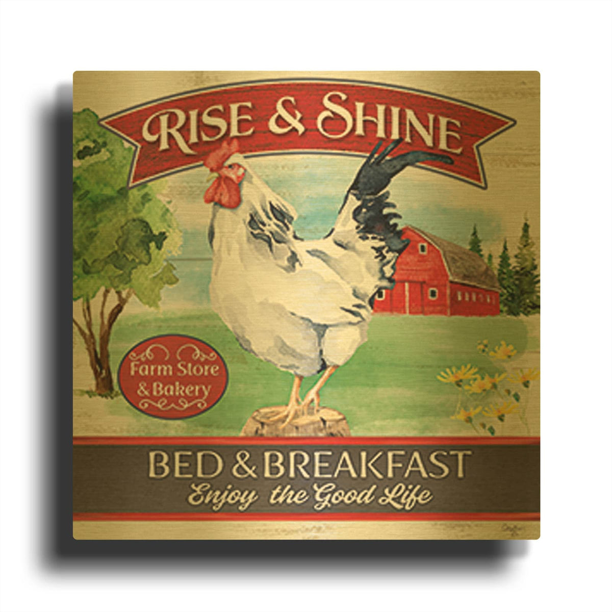 'Bed & Breakfast' By Mollie B Art Gold Metal Wall Art
