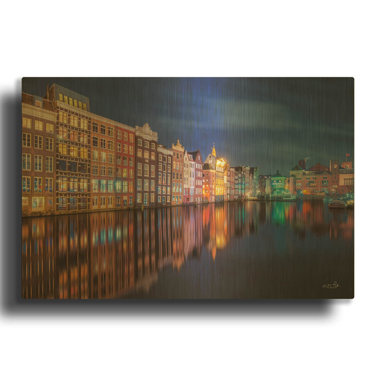 'Building Row Reflections 2' By Martin Podt Gold Metal Wall Art