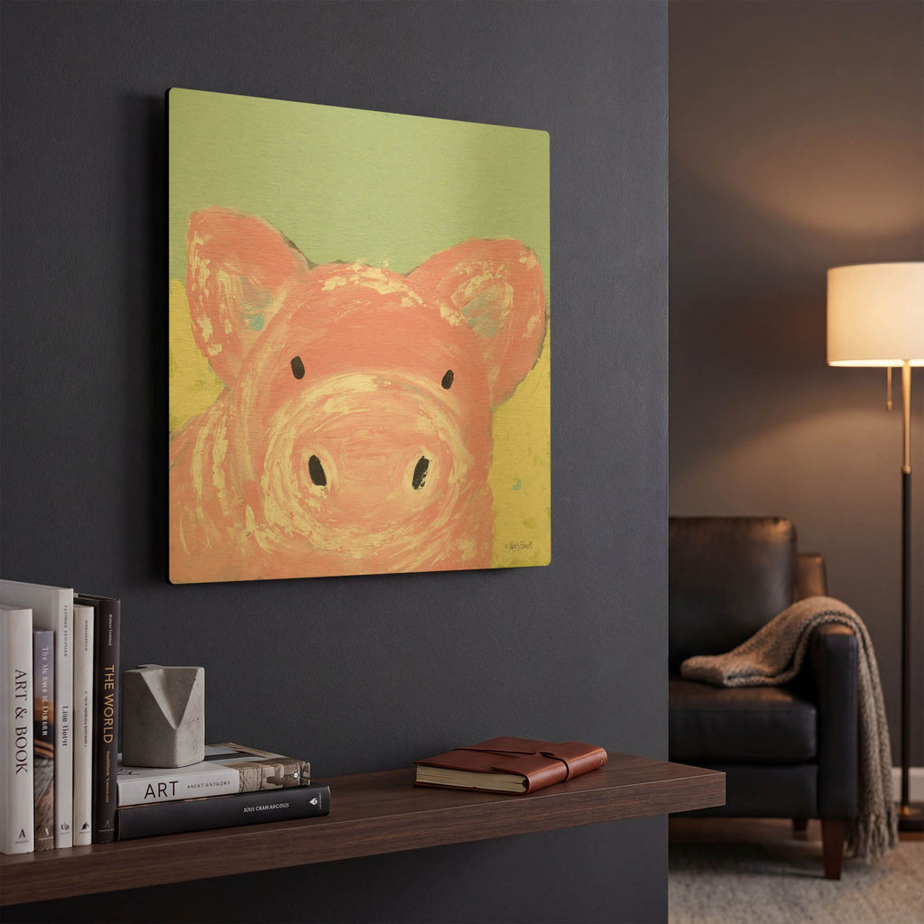 'Oink' By Roey Ebert Gold Metal Wall Art