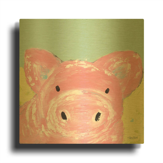 'Oink' By Roey Ebert Gold Metal Wall Art