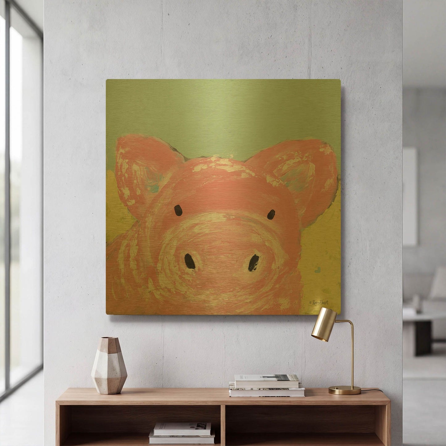 'Oink' By Roey Ebert Gold Metal Wall Art
