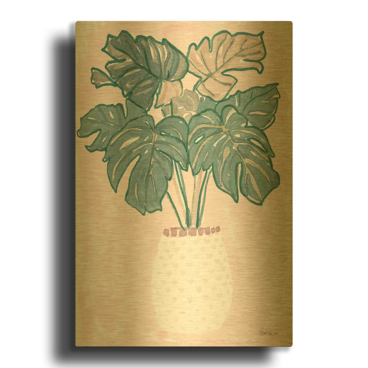 'Pink Palms 2' By Stellar Design Studio Gold Metal Wall Art