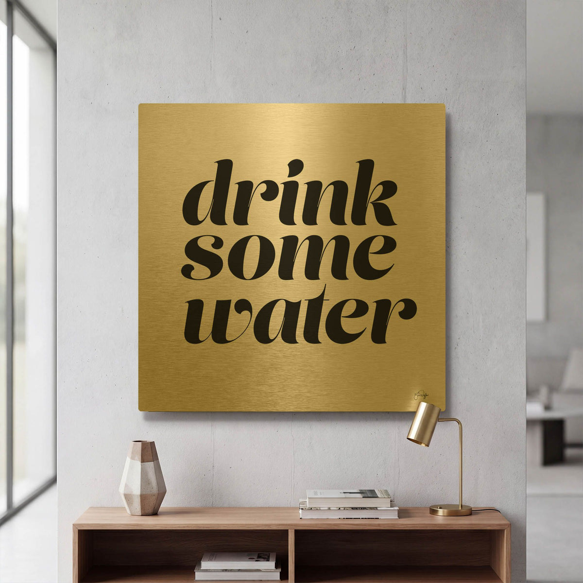 'Drink Some Water' By Yass Naffas Designs Gold Metal Wall Art