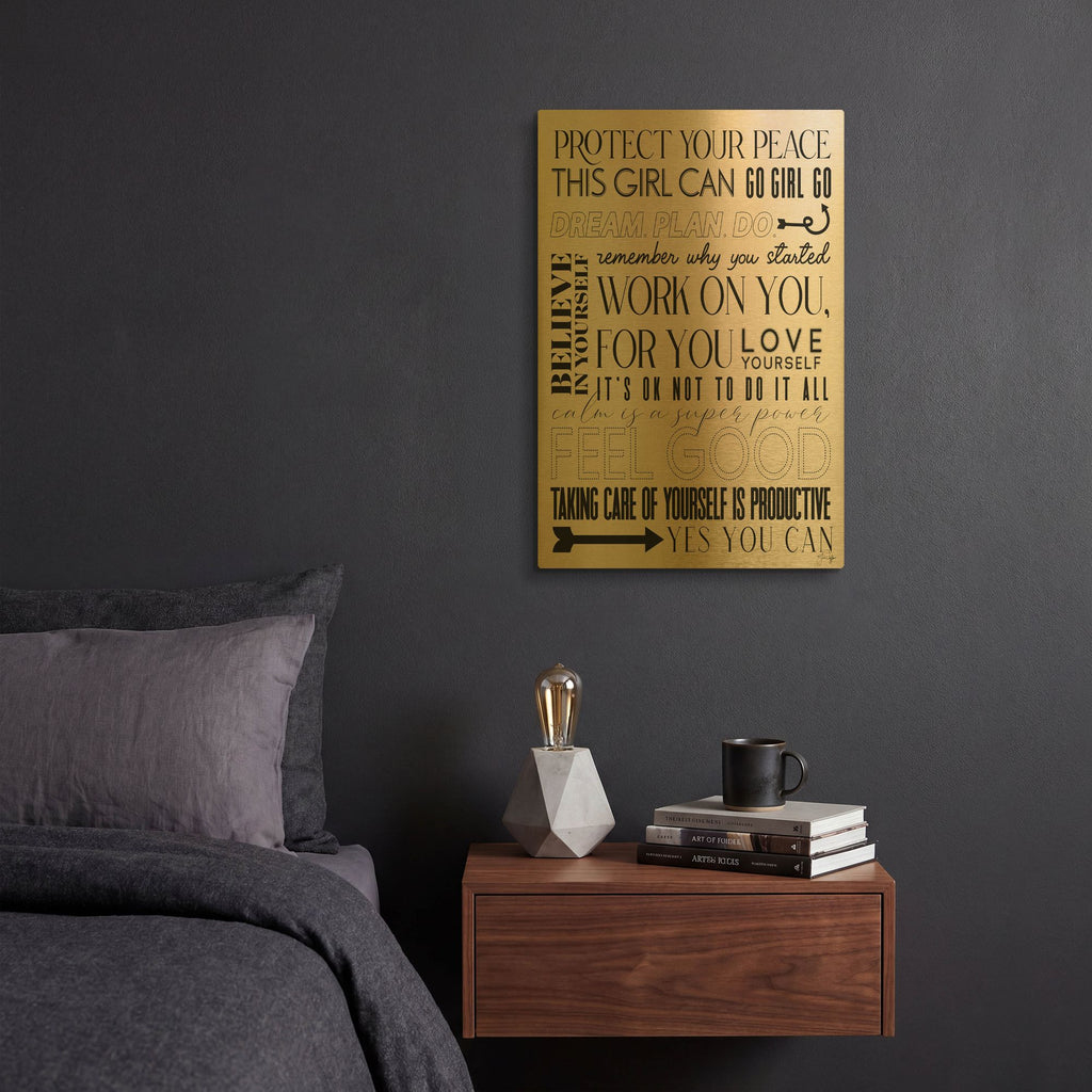 'A Feel Good Reminder' By Yass Naffas Designs Gold Metal Wall Art