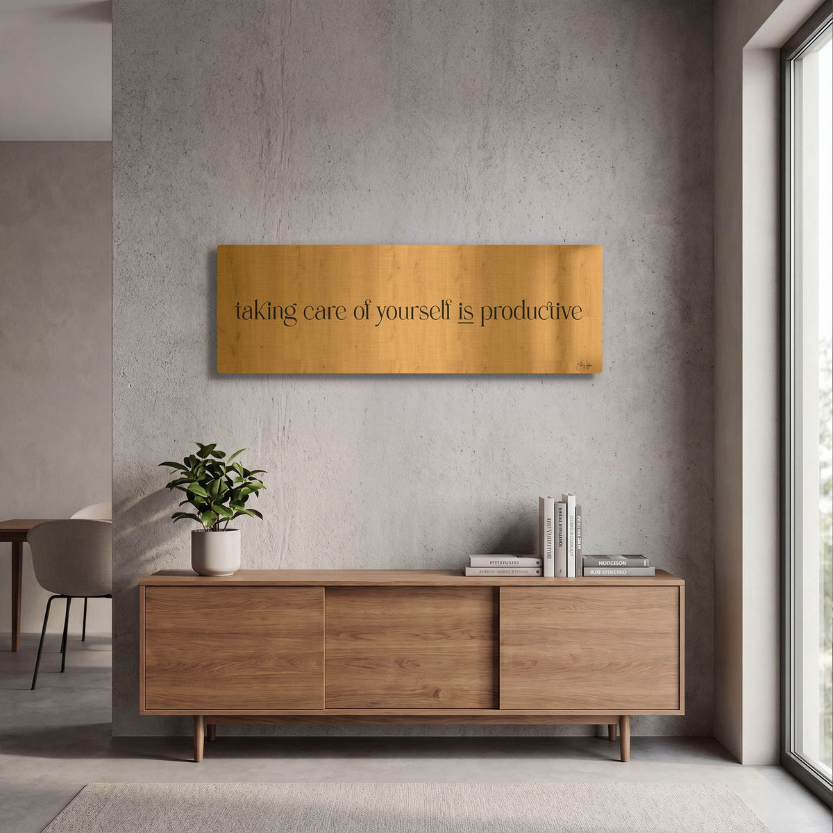 'Taking Care of Yourself is Productive' By Yass Naffas Designs Gold Metal Wall Art