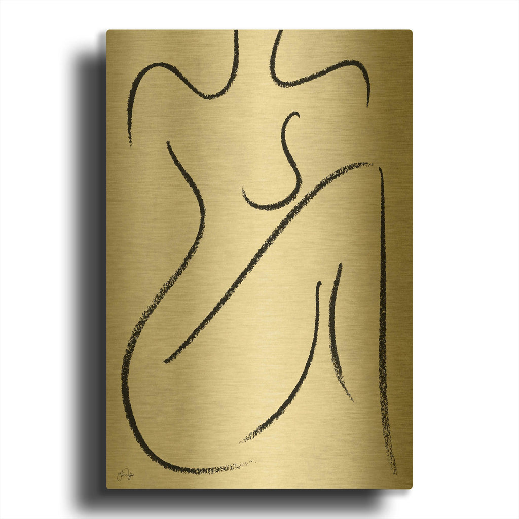 'Sitting Woman' By Yass Naffas Designs Gold Metal Wall Art