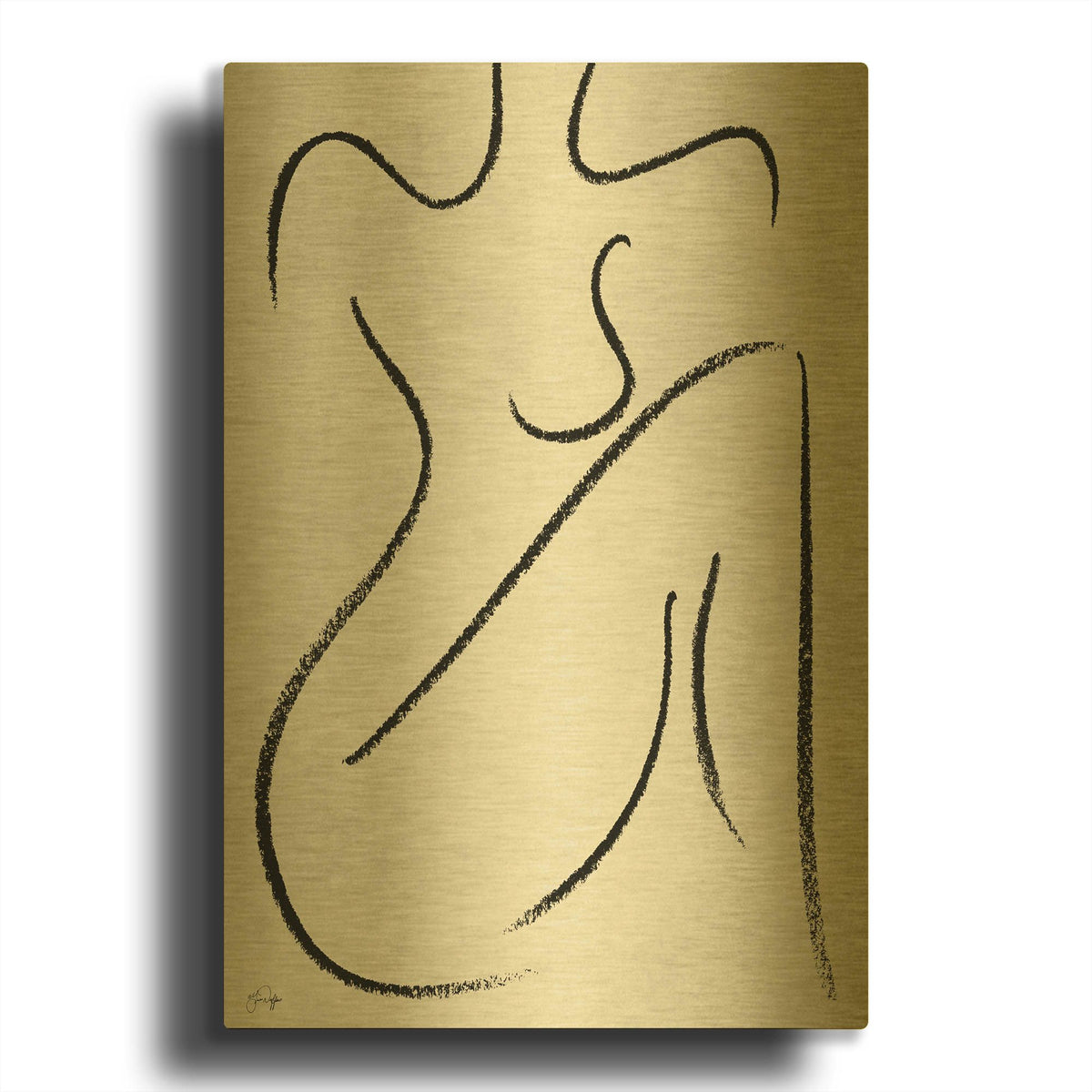 'Sitting Woman' By Yass Naffas Designs Gold Metal Wall Art