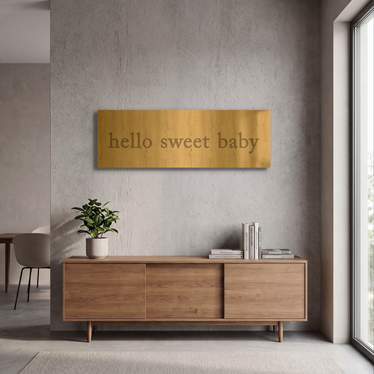 'Hello Sweet Baby' By Yass Naffas Designs Gold Metal Wall Art