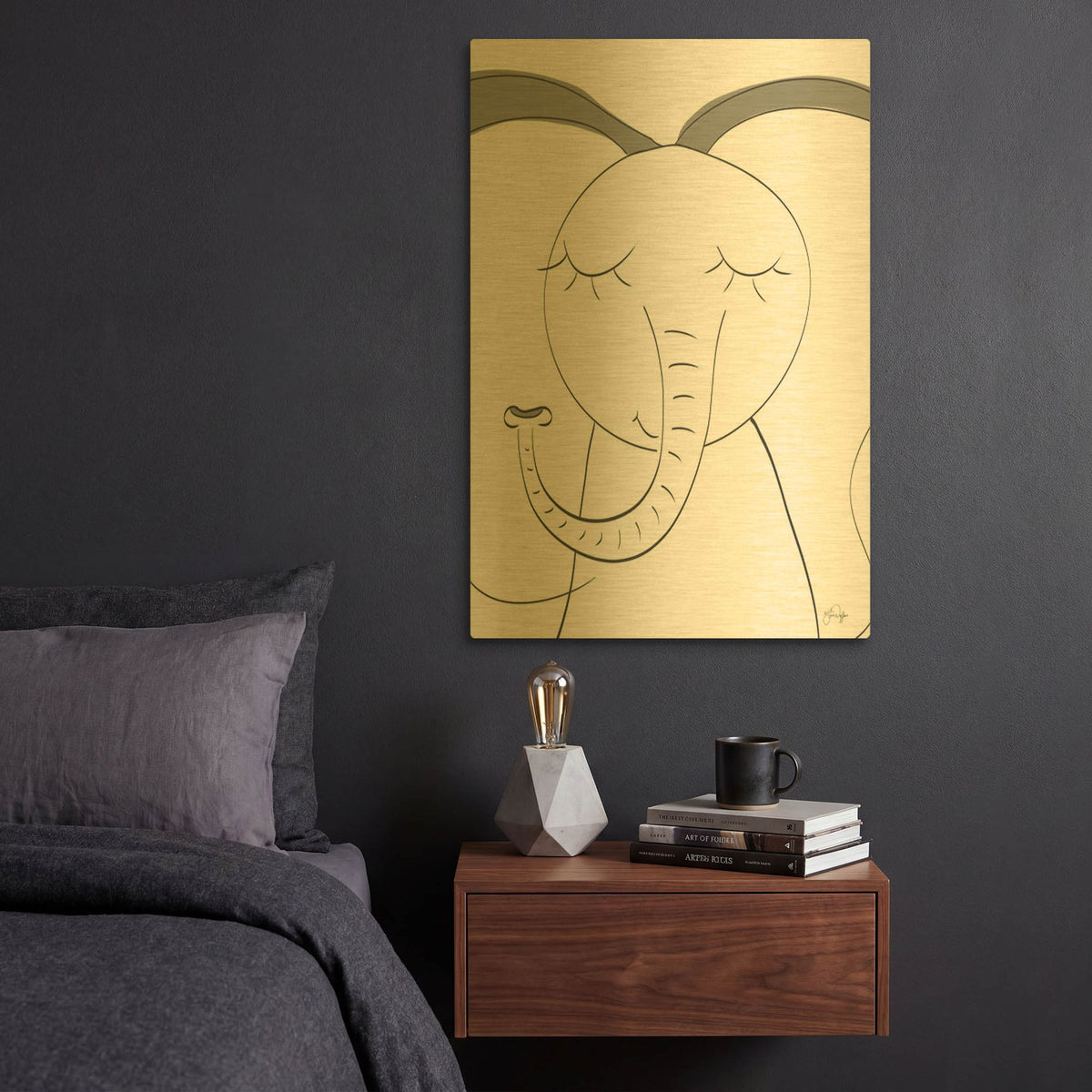 'Ice Elephant' By Yass Naffas Designs Gold Metal Wall Art