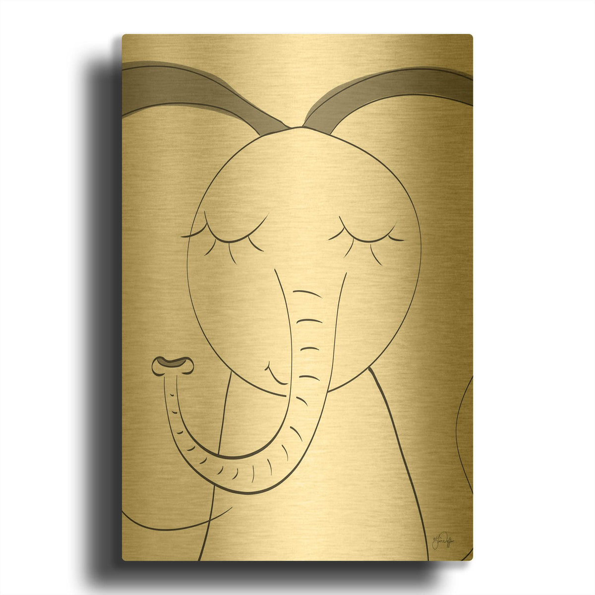 'Ice Elephant' By Yass Naffas Designs Gold Metal Wall Art