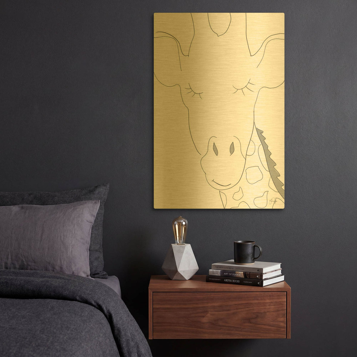'Ice Giraffe' By Yass Naffas Designs Gold Metal Wall Art