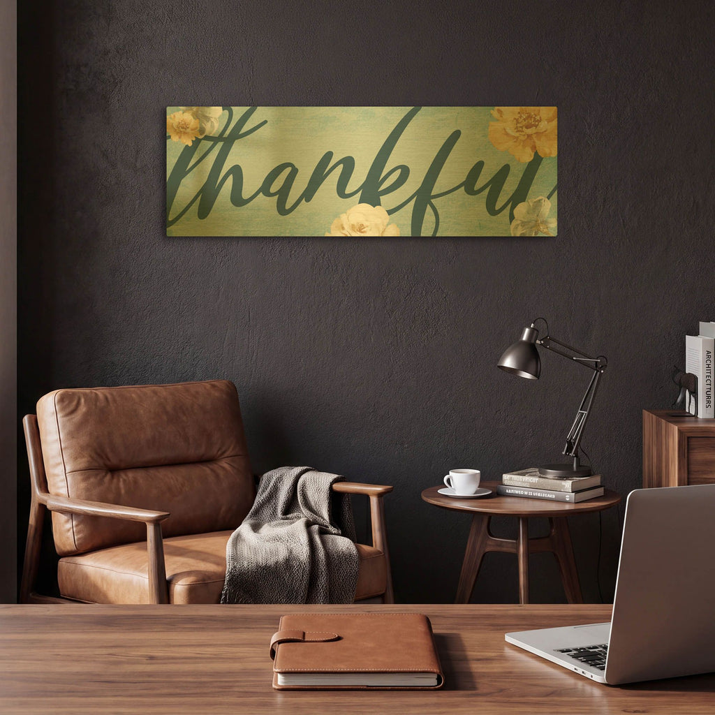 'Thankful' By Yass Naffas Designs Gold Metal Wall Art