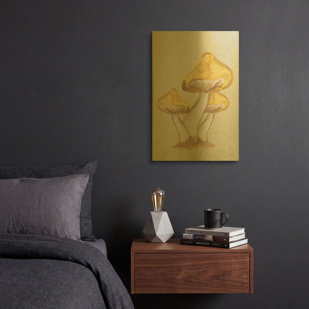 'Calming Mushrooms' By Yass Naffas Designs Gold Metal Wall Art