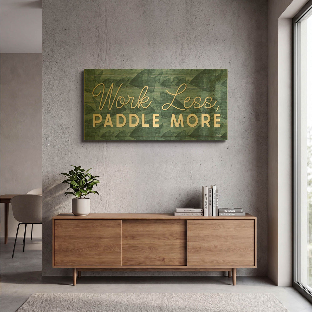 'Work Less, Paddle More' By Yass Naffas Designs Gold Metal Wall Art